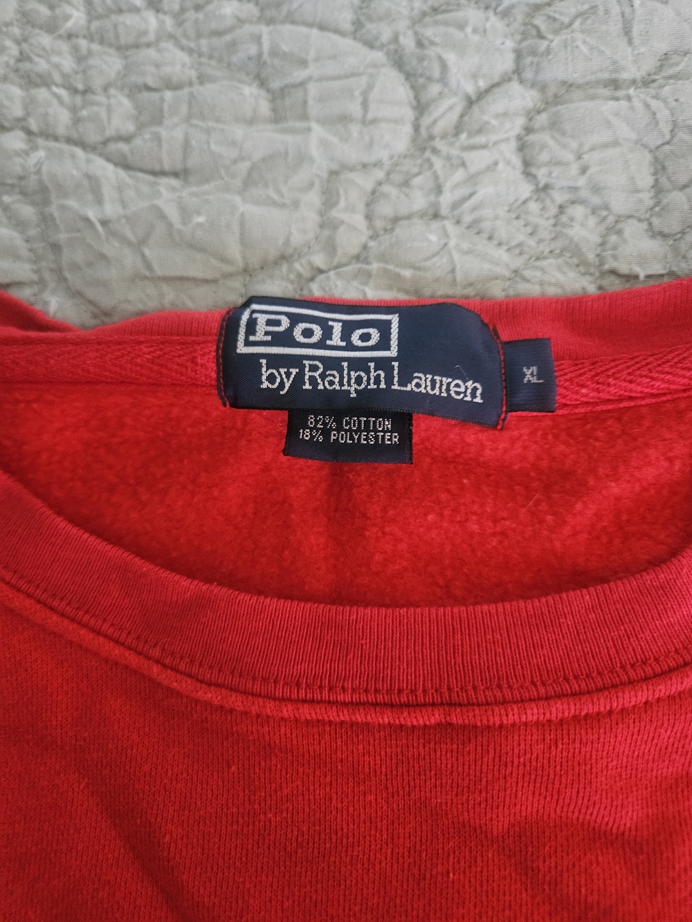 Vintage 90s Polo by Ralph Lauren Red Crewneck Sweatshirt with Hockey Bear - Picture 2 of 2